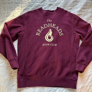 Readheads Book Club Crewneck Sweatshirt Maroon Medium Morning Toast